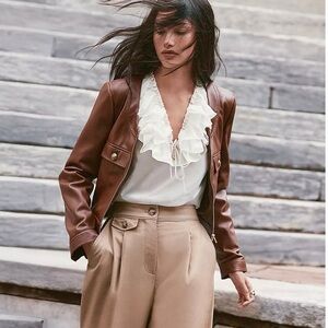 LOFT FAUX LEATHER ZIP JACKET